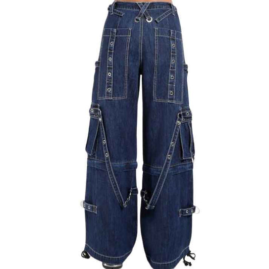 Gothic Blue Stylish Emo Cyber Punk Rock Pants