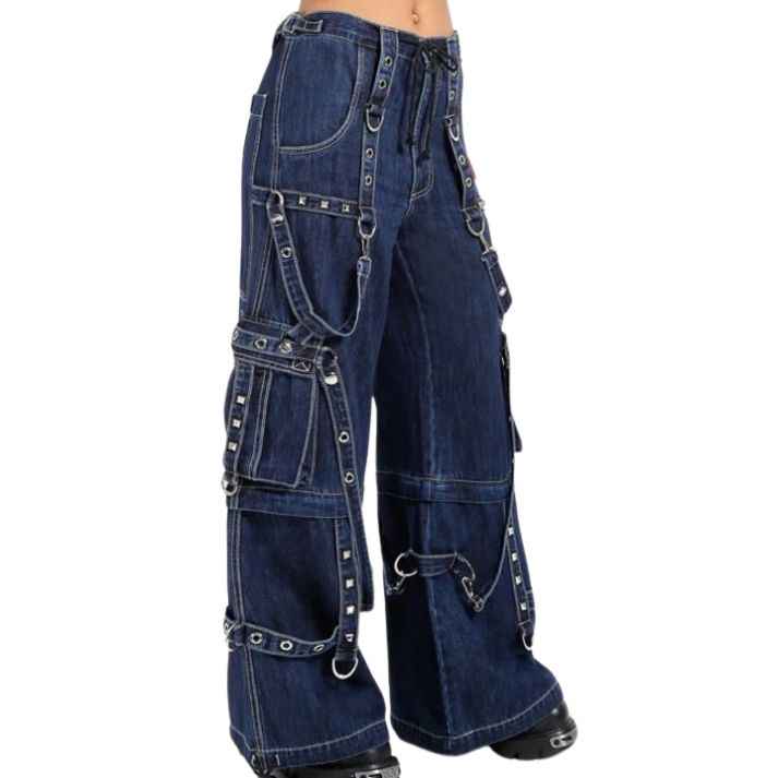 Gothic Blue Stylish Emo Cyber Punk Rock Pants