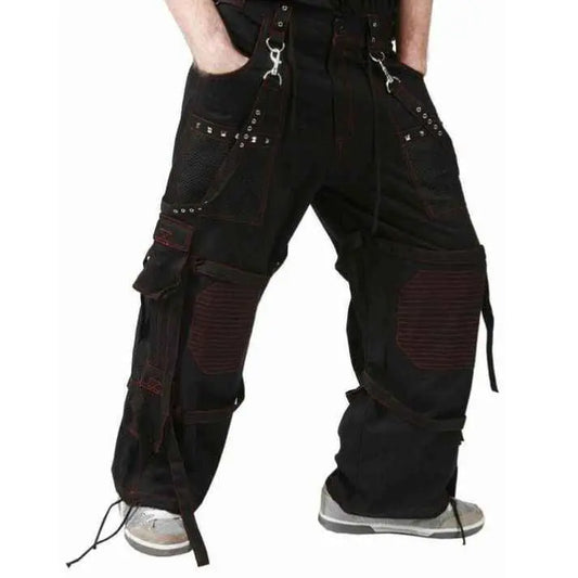 Gothic Black Red Emo Cyber Punk Rock Pants