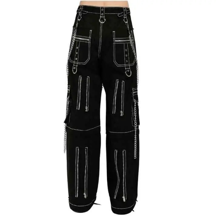 Gothic Solid Black Stylish Emo Cyber Punk Rock Pants