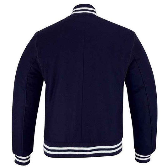 Classic Varsity Lettermen Baseball Jacket Wool Navy Blue