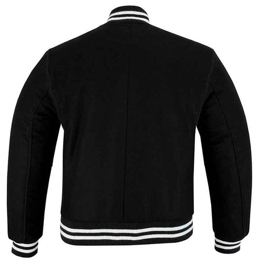 Classic Varsity Lettermen Baseball Jacket Wool Black