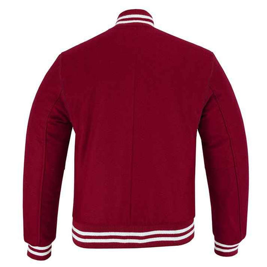 Classic Varsity Lettermen Baseball Jacket Wool Lt Maroon (Burgundy)