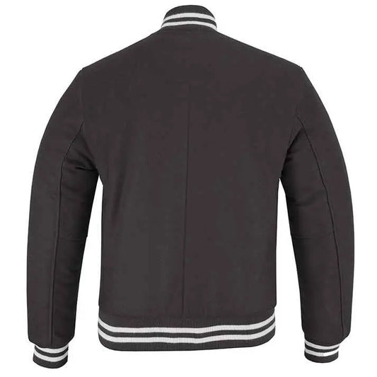 Classic Varsity Lettermen Baseball Jacket Wool Dk Gray