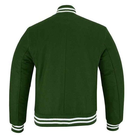 Classic Varsity Lettermen Baseball Jacket Wool Forest Green