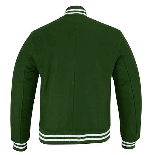 Classic Varsity Lettermen Baseball Jacket Wool Forest Green