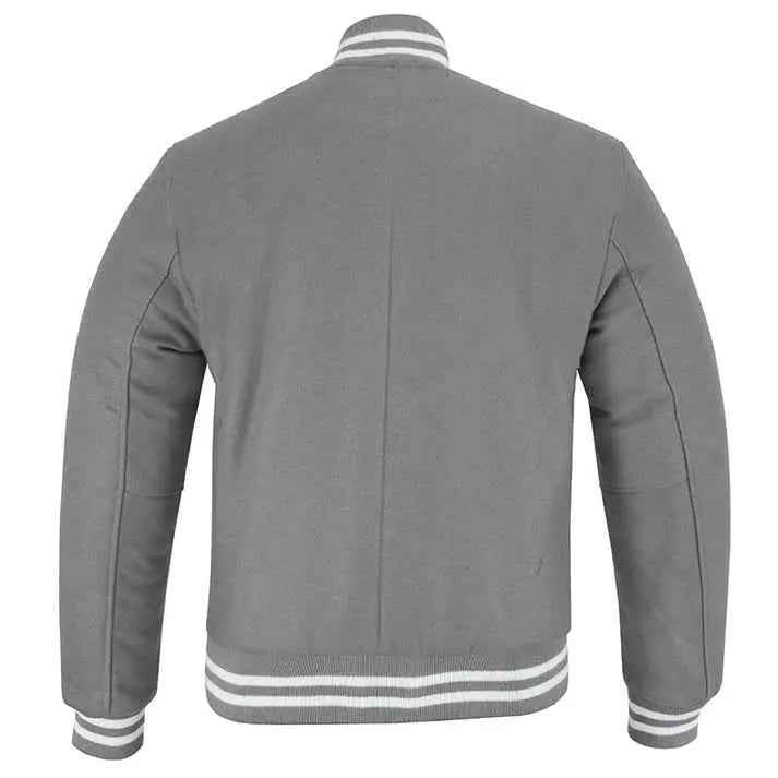 Classic Varsity Lettermen Baseball Jacket Wool Light Gray