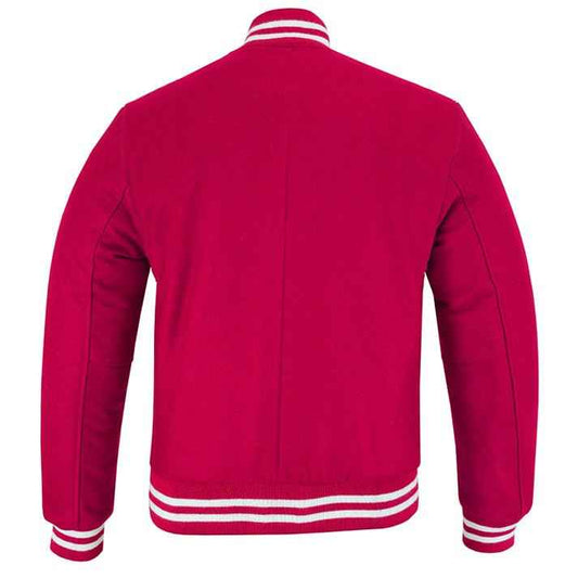 Classic Varsity Lettermen Baseball Jacket Wool Hot Pink