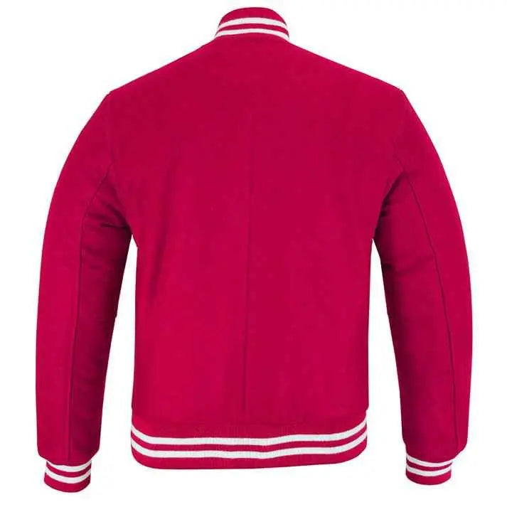 Classic Varsity Lettermen Baseball Jacket Wool Hot Pink