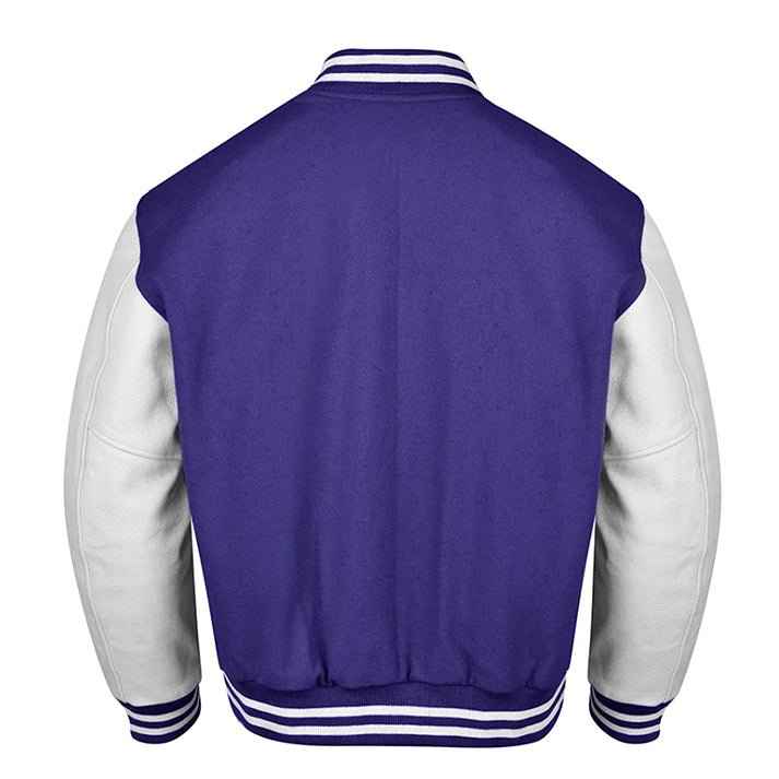 Premium Varsity Lettermen Baseball Jacket Navy Blue Wool Body & White Leather Sleeves