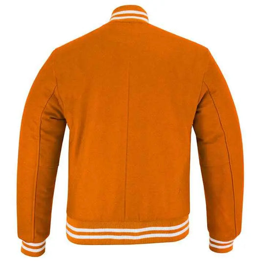 Classic Varsity Lettermen Baseball Jacket Wool Orange
