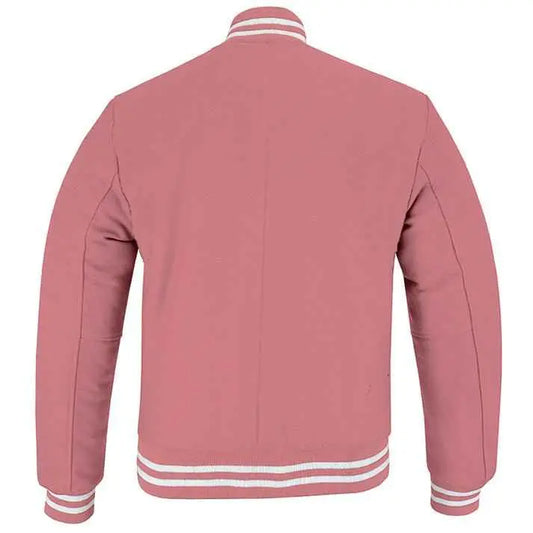Classic Varsity Lettermen Baseball Jacket Wool Pink