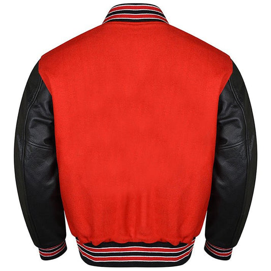 Varsity Jacket in Red and Black/Multi Trim