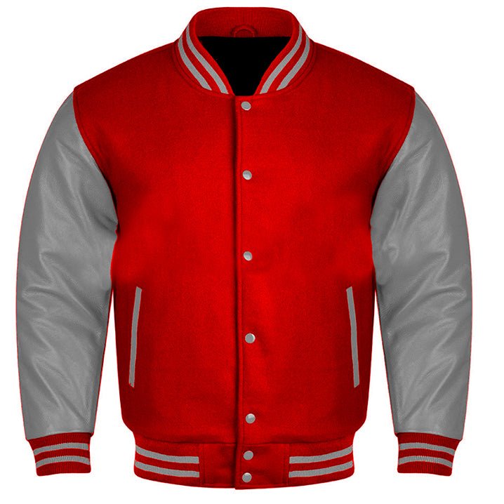 GoldsmithVintageShop Grey and Red Varsity Jacket