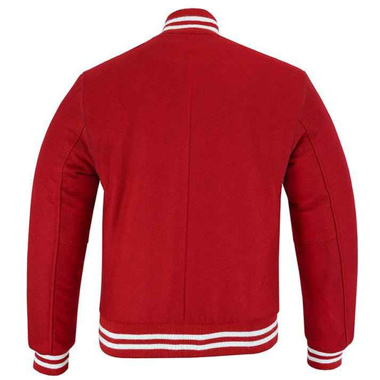Classic Varsity Lettermen Baseball Jacket Wool Red