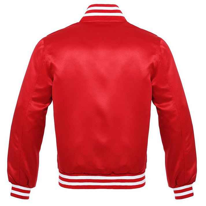 Vintage Style Bomber Satin Varsity Lettermen Jacket Red