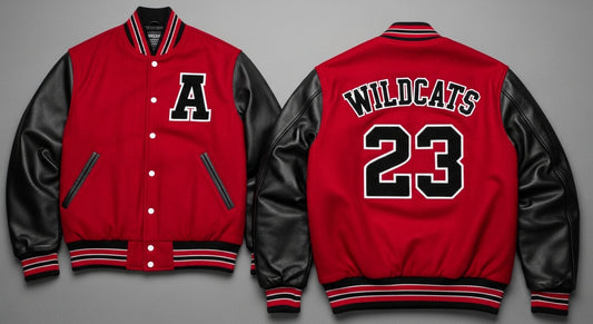 Custom Red Black Varsity Jacket – Personalized Wool & Leather Design