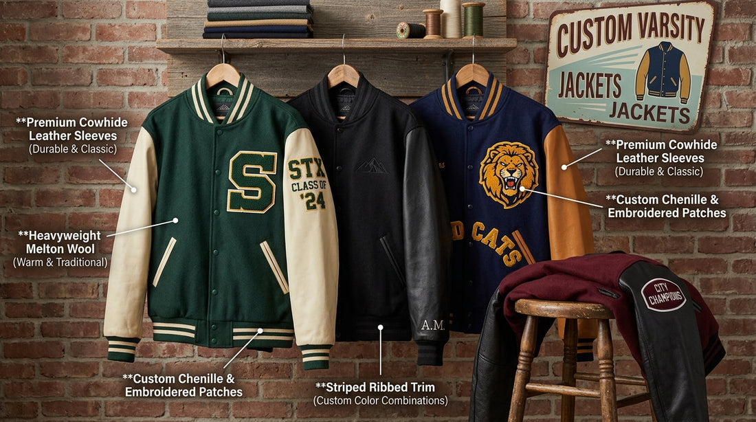 Custom Varsity Jackets with Leather Sleeves: The Complete Style Guide