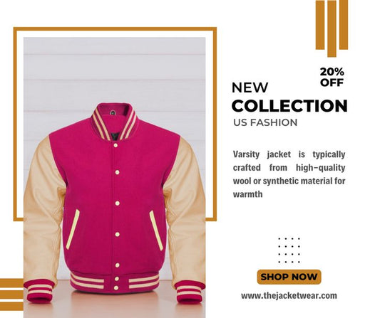 Hot Pink and Cream Varsity Jacket
