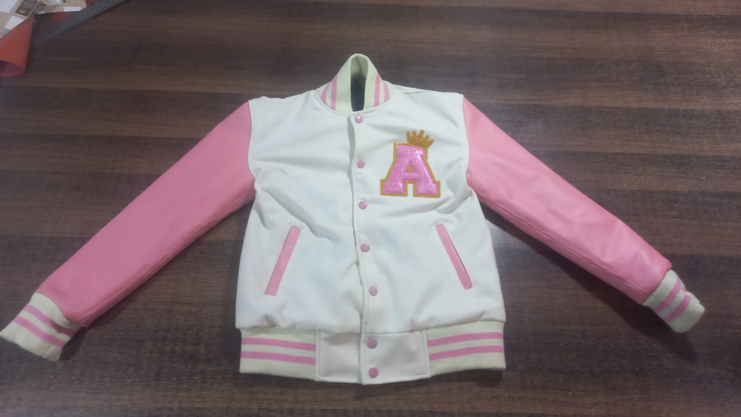 Varsity Custom Jackets in Cream and Baby pink