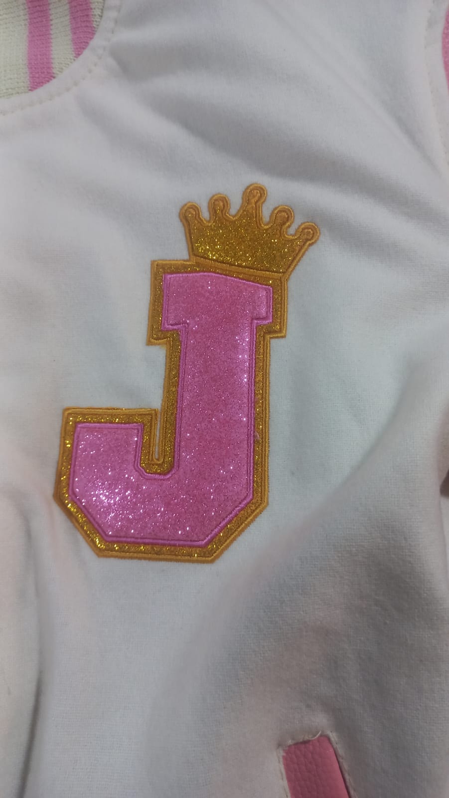 Varsity Custom Jackets in Cream and Baby pink