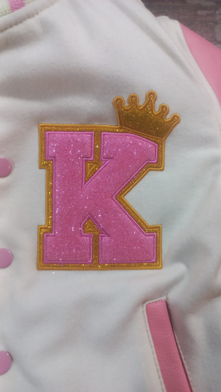 Varsity Custom Jackets in Cream and Baby pink