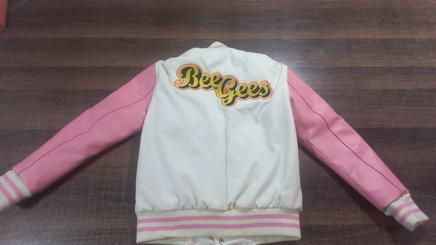 Varsity Custom Jackets in Cream and Baby pink