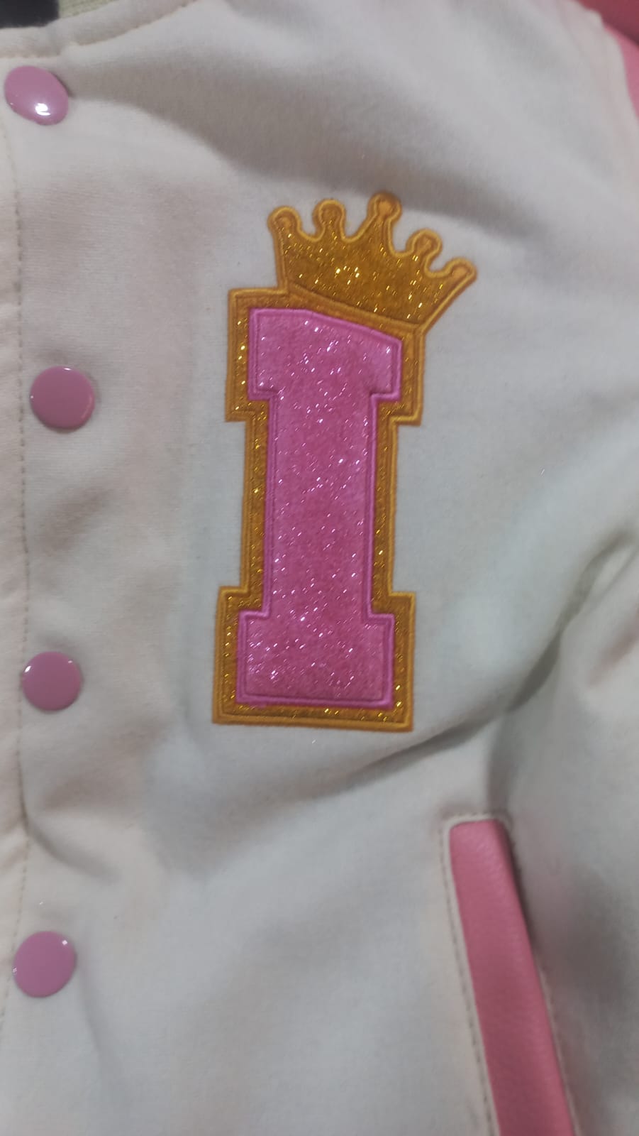 Varsity Custom Jackets in Cream and Baby pink