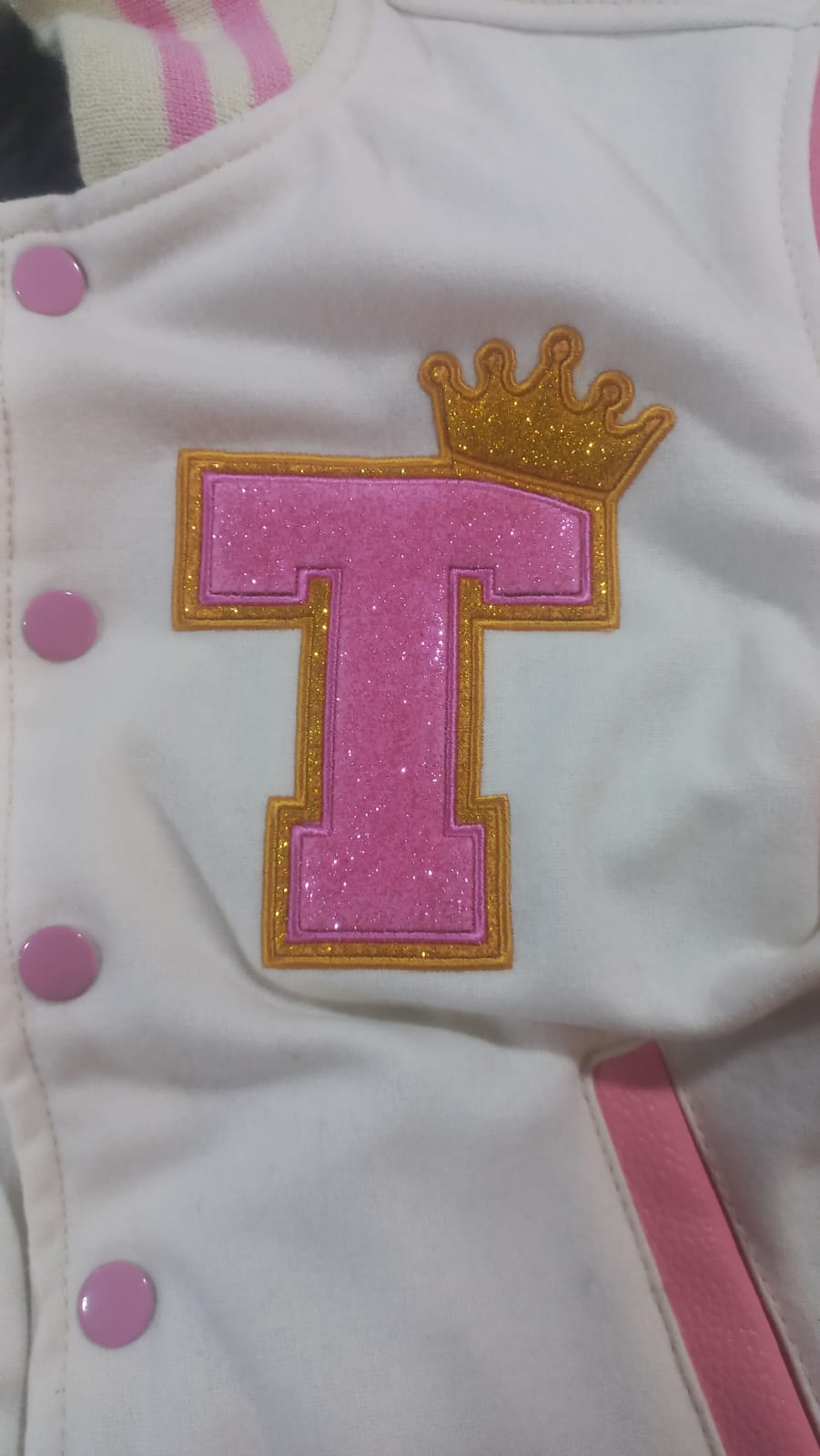 Varsity Custom Jackets in Cream and Baby pink