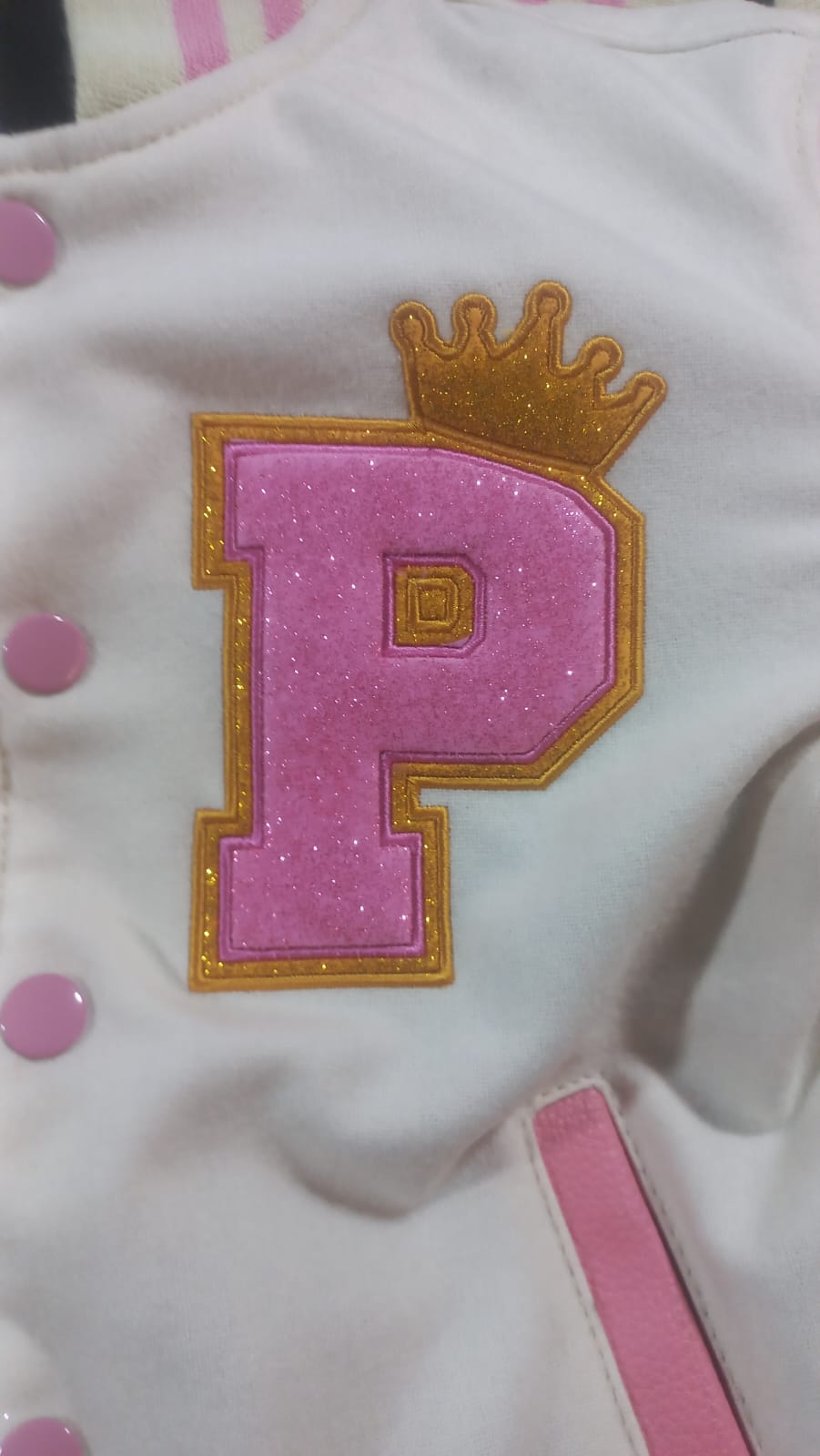 Varsity Custom Jackets in Cream and Baby pink