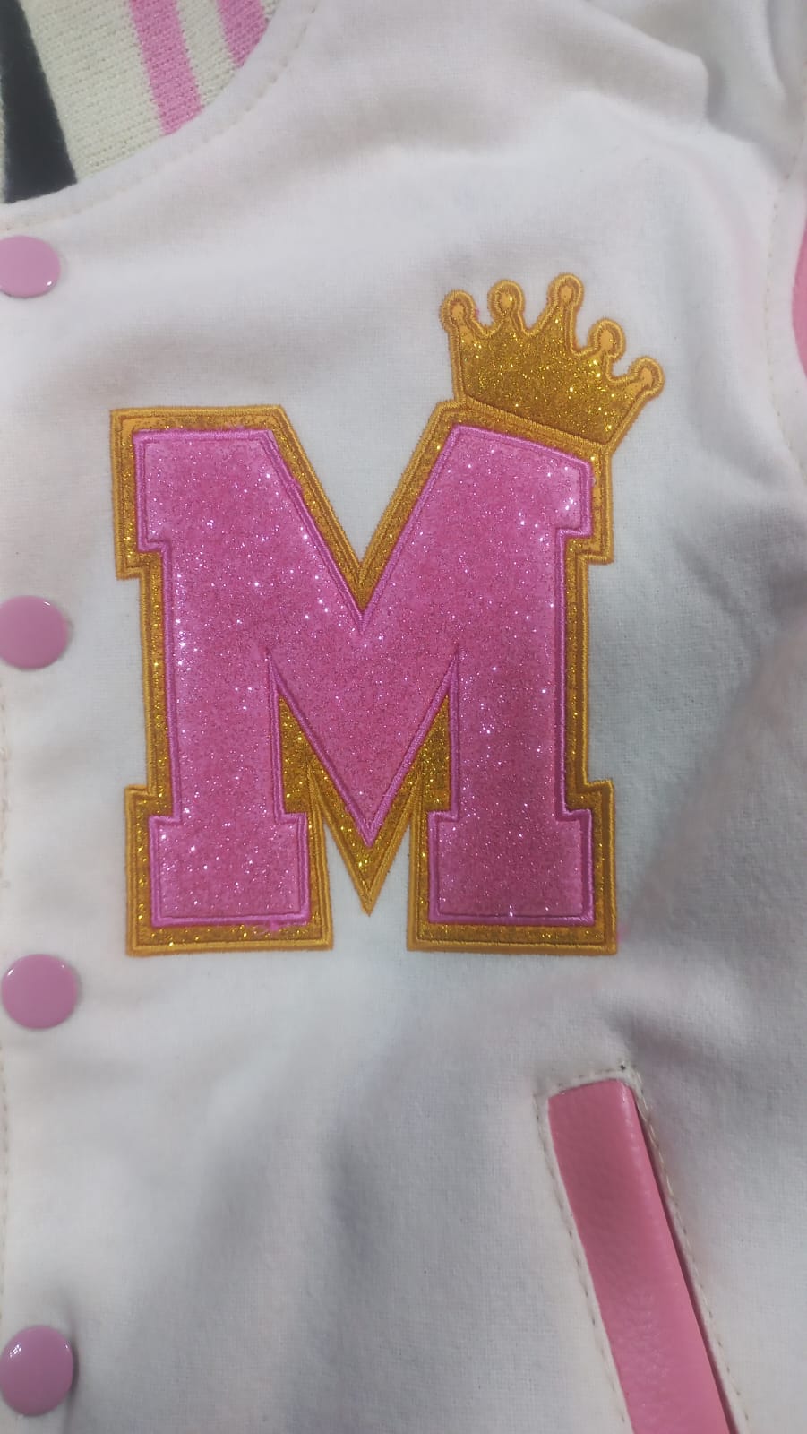 Varsity Custom Jackets in Cream and Baby pink