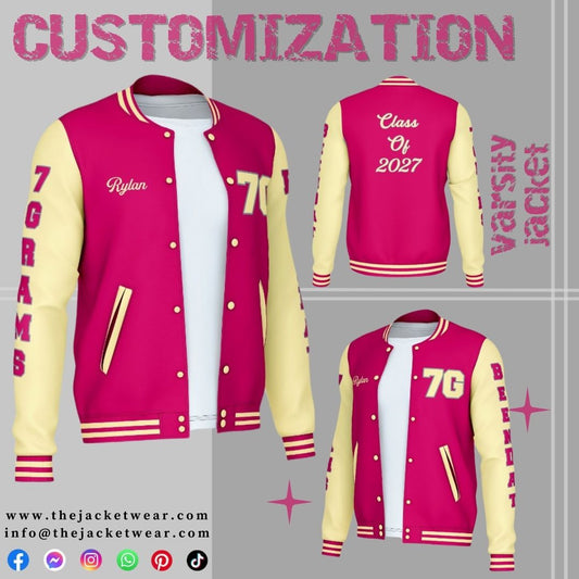 Varsity Custom Jacket Pink and Cream