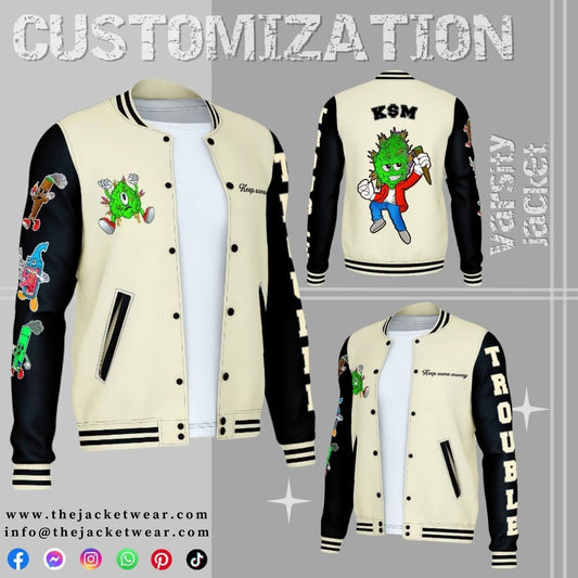 Varsity Custom Jacket in Cream and Black