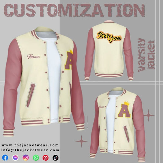 Varsity Custom Jackets in Cream and Baby pink