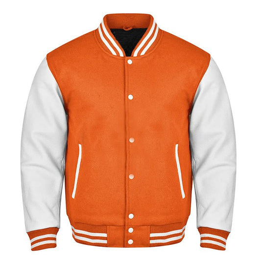 Varsity Jacket Polyester in Orange and White