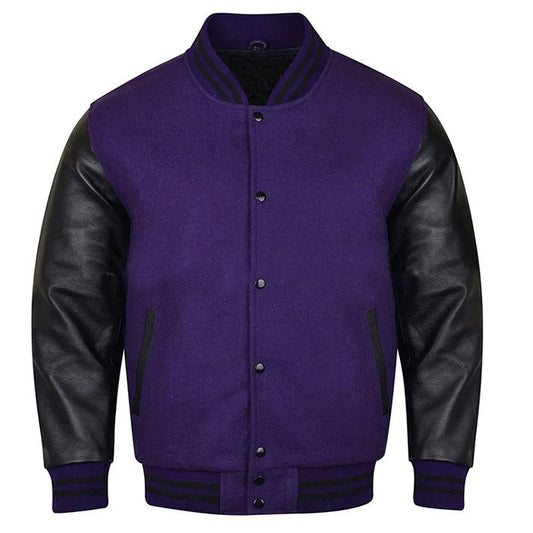 Vibrant Fusion Varsity Jacket in Purple and Black