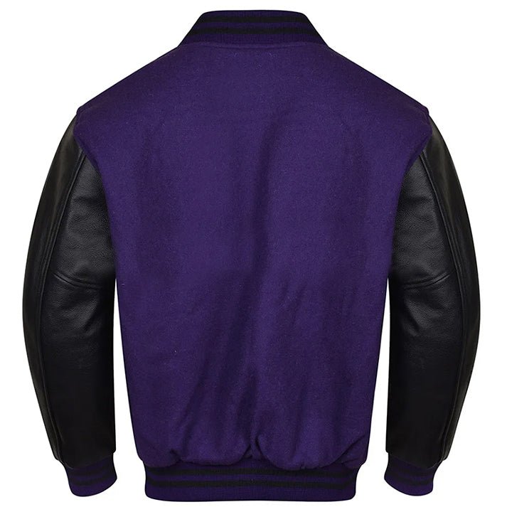 Vibrant Fusion Varsity Jacket in Purple and Black