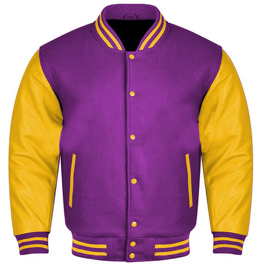 Vibrant Fusion Varsity Jacket in Purple and Gold