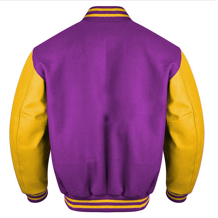 Vibrant Fusion Varsity Jacket in Purple and Gold