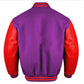 Vibrant Fusion Varsity Jacket in Purple and Red