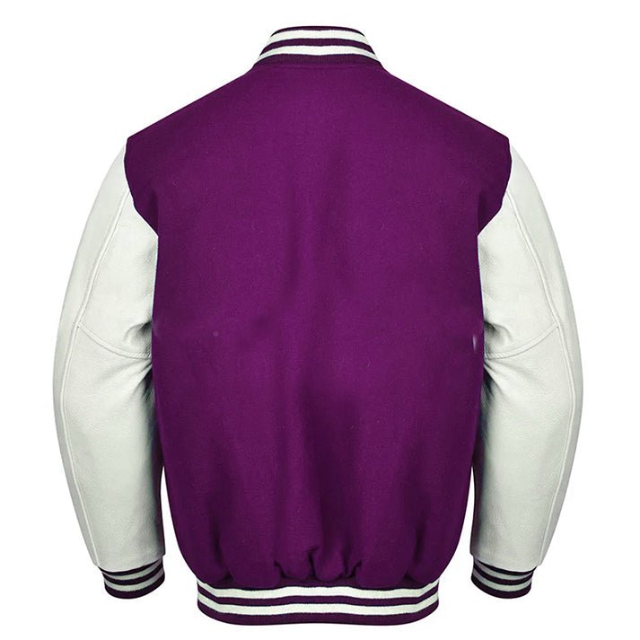 Vibrant Fusion Varsity Jacket in Purple and White