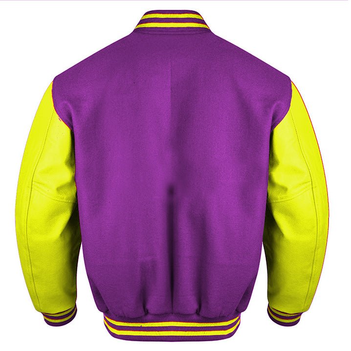 Vibrant Fusion Varsity Jacket in Purple and Yellow