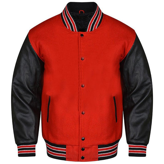 Varsity Jacket in Red and Black/Multi Trim