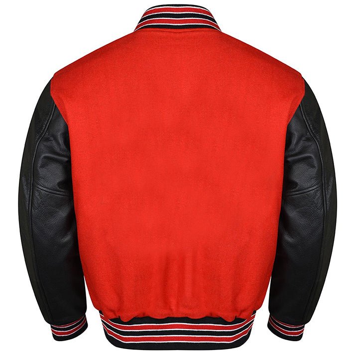 Varsity Jacket in Red and Black/Multi Trim