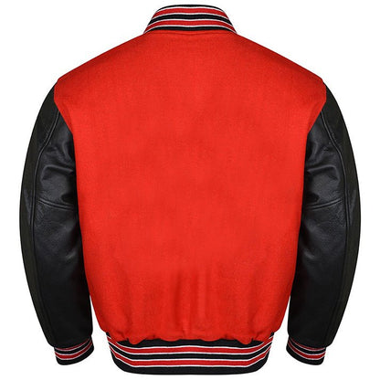 Varsity Jacket in Red and Black/Multi Trim