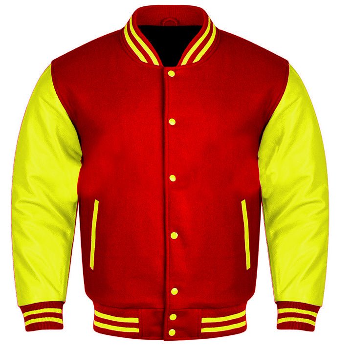 Classic Baseball Varsity Jacket in Red Yellow [2023]- The Jacket Wear ...